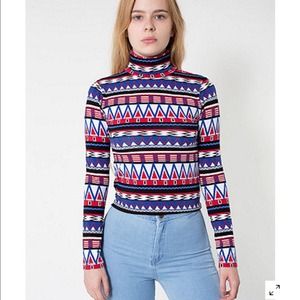 American Apparel Printed Long Sleeve Turtleneck