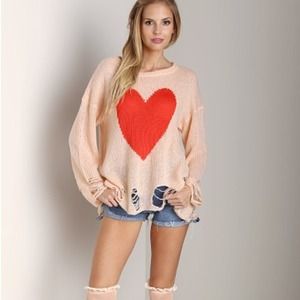 ❤️Wildfox Big Heart Sweater Baby Pink sweater ❤️