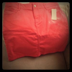 *HOT* Coral Denim Skirt