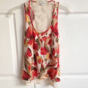 F21 Watercolor Floral Tank w/ Knit Back