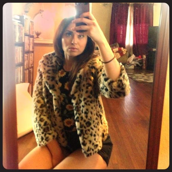 Guess leopard fur coat
