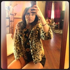 Guess leopard fur coat