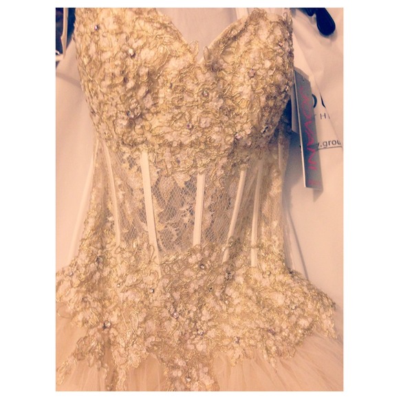 An ivory & gold Jovani dress - Picture 2 of 3
