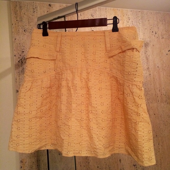 Athe Vanessa Bruno Pastel Yellow Embroidered Skirt
