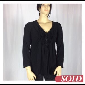 Lane Bryant black ruffle front blouse