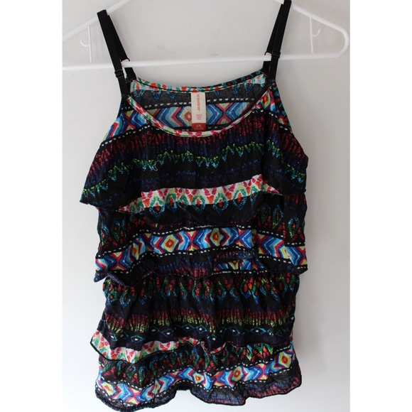 Aztec Ruffle Layered Top