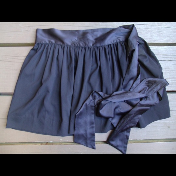 Black chiffon skirt with sash