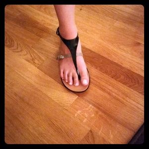 Black and grey jelly sandal thong style
