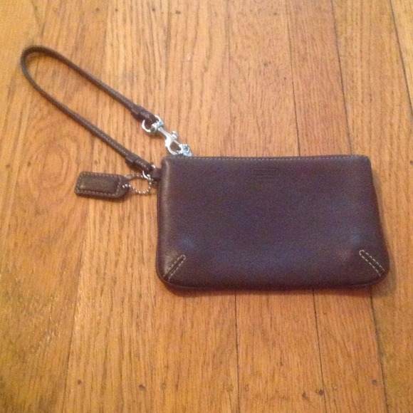 Authentic Coach brown leather wristlet