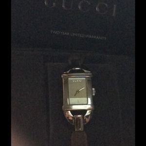 Gucci leather band bangle watch