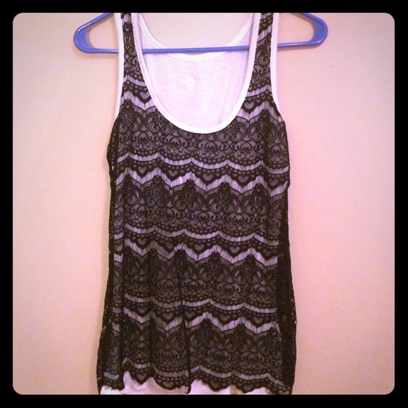 Gorgeous black and white lace tank top