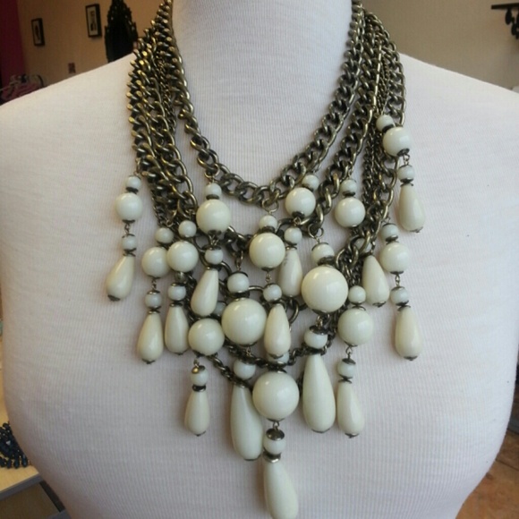 SOLD!Antique gold / ivory chandelier Bead necklace