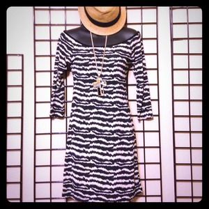 B. Miere Zebra Print Mini-Dress 3/4 Sleeve