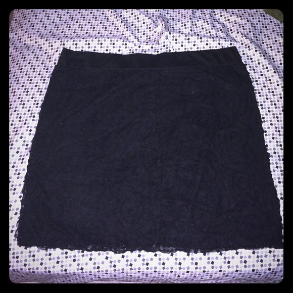 Black Rose Lace Mini Skirt