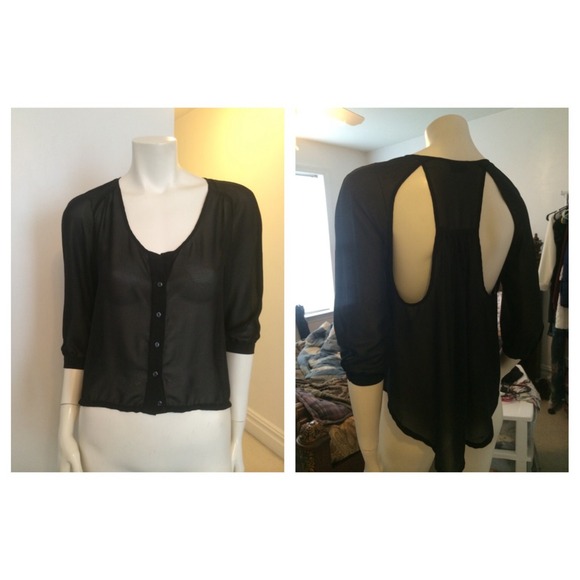 Sparkle & Fade Sheer Black Button Up
