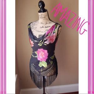 Hot, Hot, Hot Black Satin Rose Top
