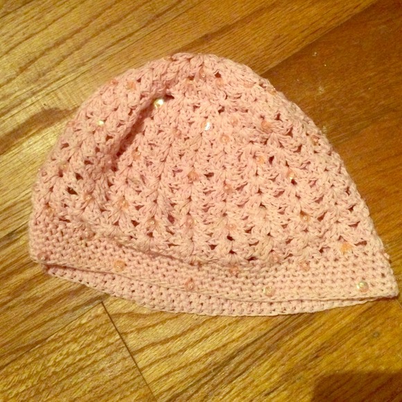 Baby pink sequin beanie