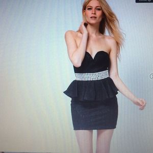 ASOS Lace Peplum Dress with Pearl Trim