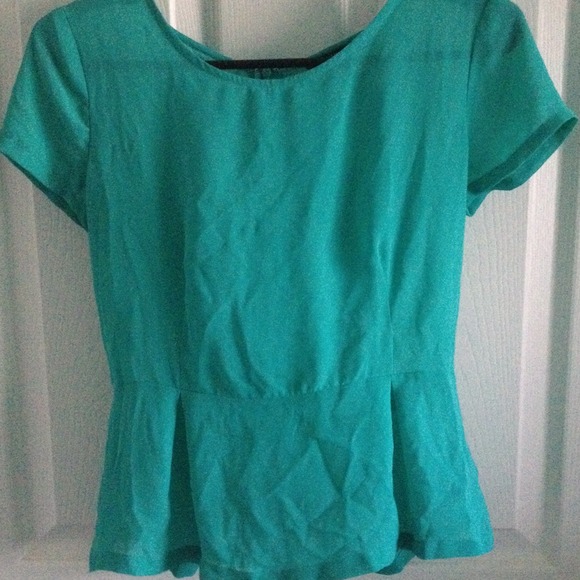 F21 sheer turquoise peplum