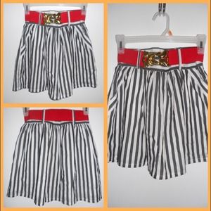 Stripe Skirt with Red Belt