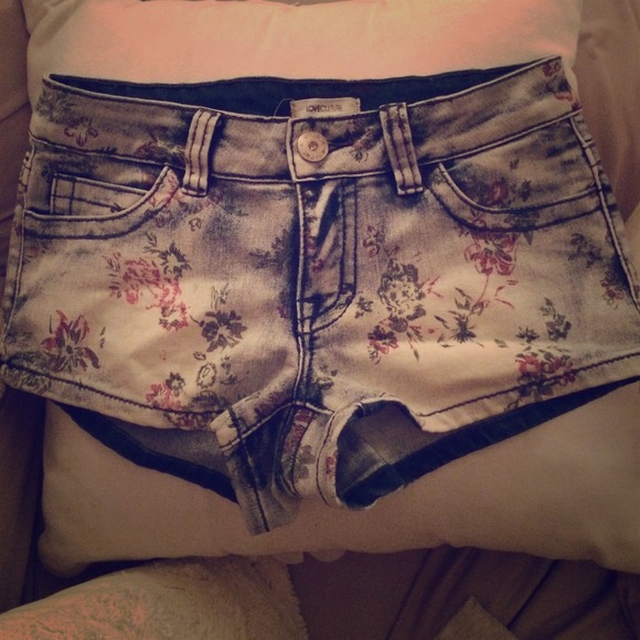 Floral jean shorts