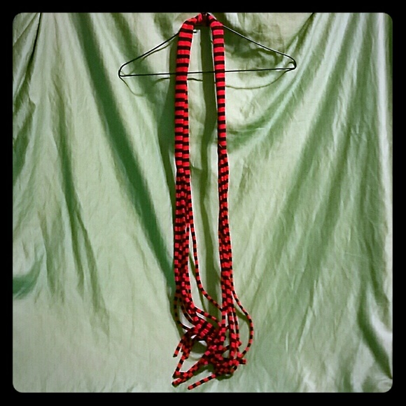 Small red & black striped scarf