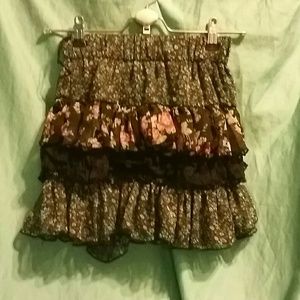 Black skirt with pink & blue rose patterns