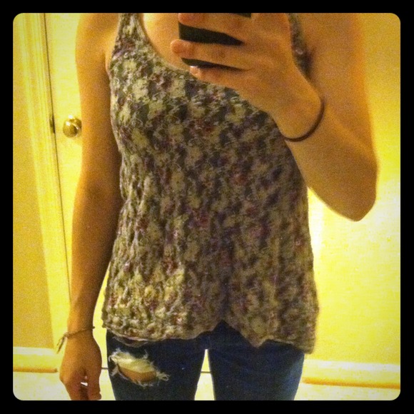 See through floral lace top