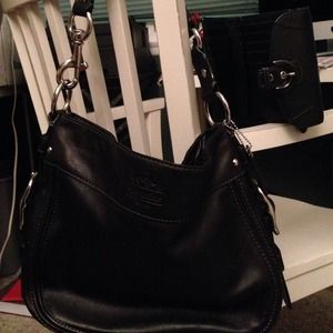 Leather COACH handbag w/matching wallet