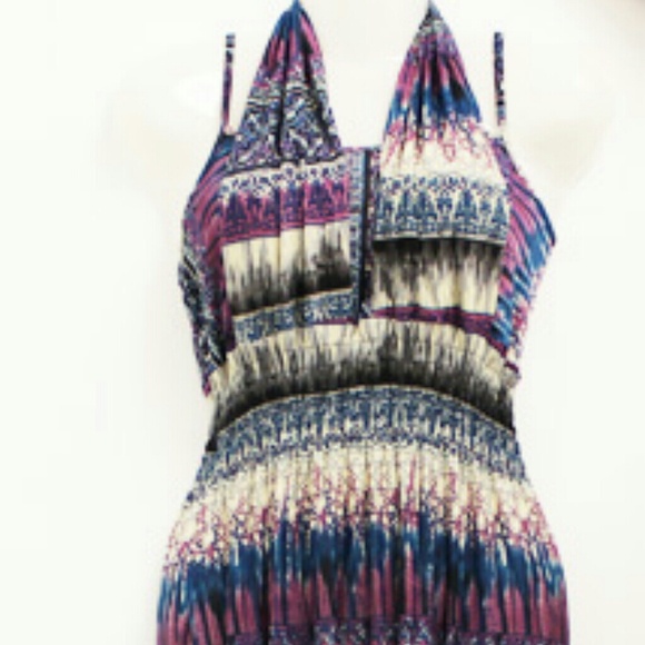Purple tribal print halter Maxi Dress - Picture 3 of 3
