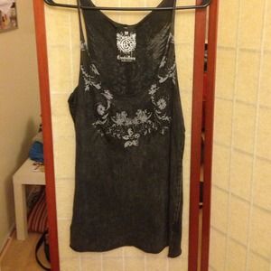 Printed rhinestone tank top