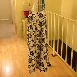 Black & White Floral long Dress