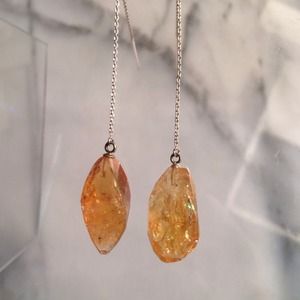 Citrine nugget and sterling earrings