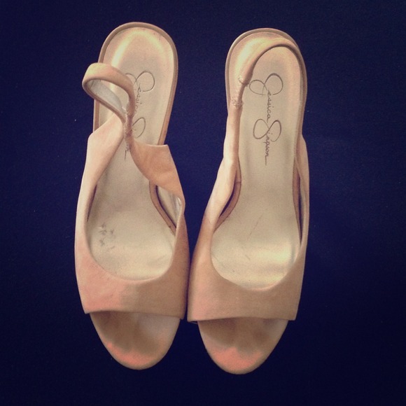 Hot sling back beige cork heels - Picture 1 of 4