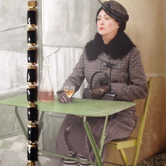 14k gold and black onyx bracelet