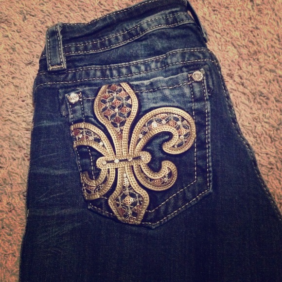 Miss Me Gold Fleur Design Jeans