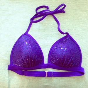 Venus Glam Royal Blue Sequin Bikini Top (Size M)