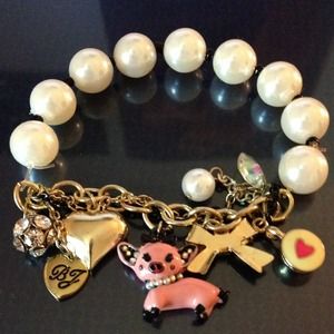 Betsey Johnson pig & pearl bracelet.