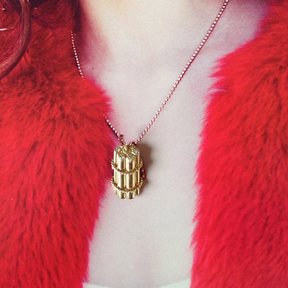 14k gold diamond and ruby  dynamite charm