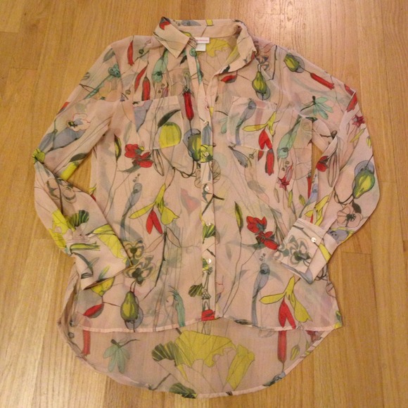 H&M summer floral printed chiffon blouse