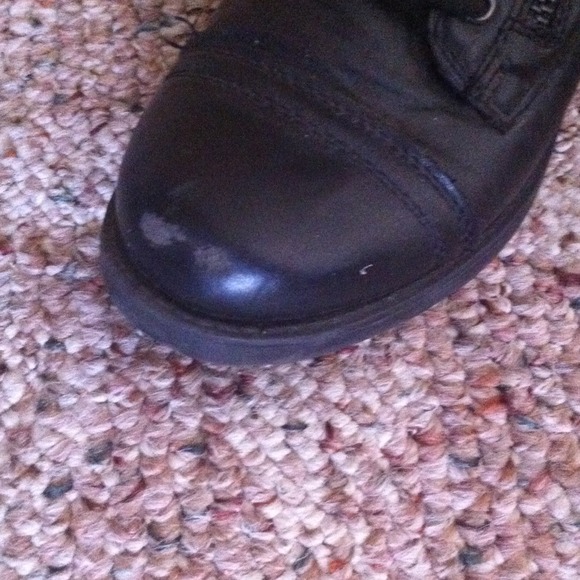 Black mid calf combat boots - Picture 2 of 4