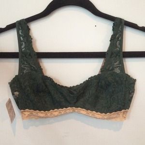 Free People Green and Tan Bralette
