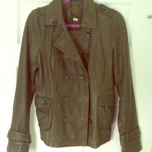 Anthropologie Olive Green Real Leather Jacket