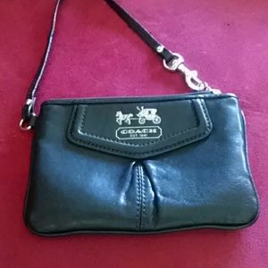 *TRADED* Black Coach Leather Wristlet