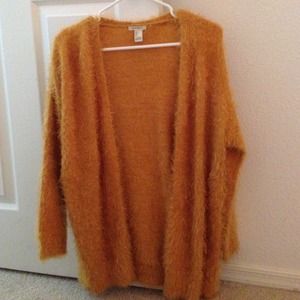 Fuzzy yellow cardigan