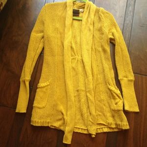 Anthropologie Outdoor Cafe Cardigan M mustard