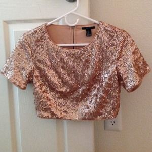 Sequin rose gold crop top