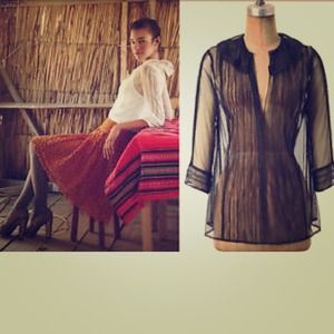 Navy Blue Sheer Anthropolgie Top! Brand New