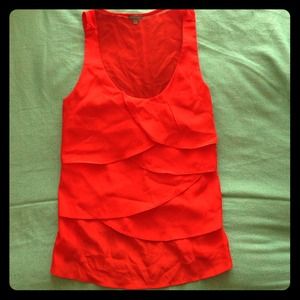 Red Ruffle Tank with Sheer Back