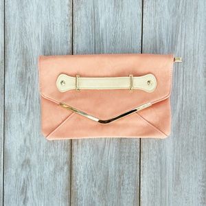 Peach and cream envelope clutch/wristlet